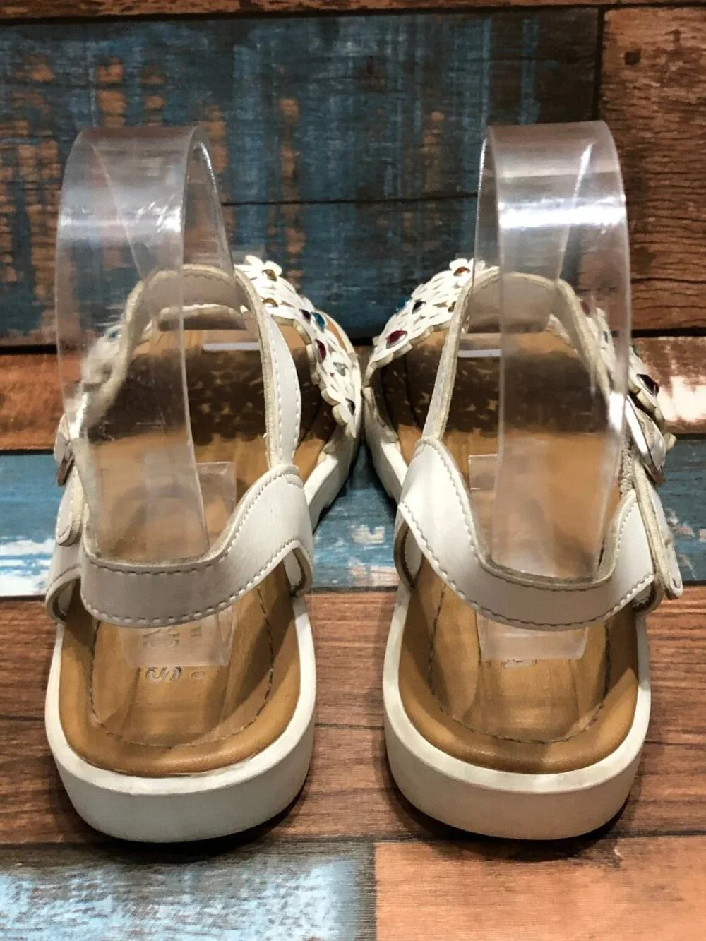 Sonoma Sandals Ankle Strap Rhinestone Flowers Kids Little Girls Size 12 Med
